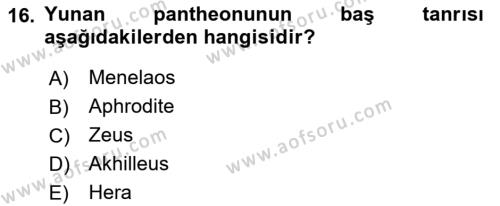 Genel Uygarlık Tarihi Dersi 2021 - 2022 Yılı (Vize) Ara Sınavı 16. Soru