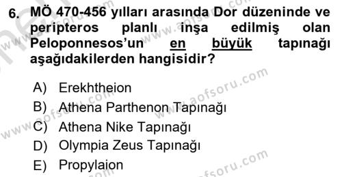 Genel Uygarlık Tarihi Dersi 2021 - 2022 Yılı (Vize) Ara Sınavı 6. Soru