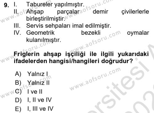 Genel Uygarlık Tarihi Dersi 2021 - 2022 Yılı (Vize) Ara Sınavı 9. Soru