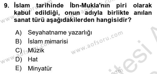 Genel Uygarlık Tarihi Dersi 2022 - 2023 Yılı Yaz Okulu Sınavı 9. Soru