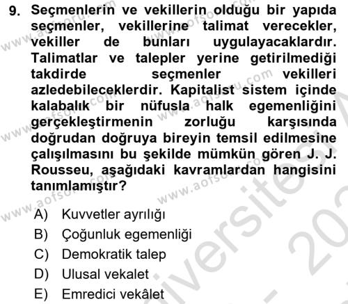 Genel Uygarlık Tarihi Dersi 2023 - 2024 Yılı (Final) Dönem Sonu Sınavı 9. Soru