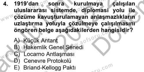 Siyasi Tarih Dersi 2012 - 2013 Yılı (Final) Dönem Sonu Sınavı 4. Soru