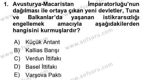 Siyasi Tarih Dersi 2023 - 2024 Yılı Yaz Okulu Sınavı 1. Soru