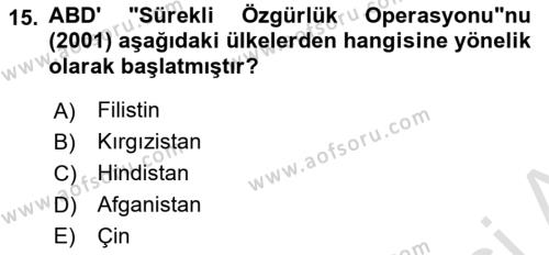 Siyasi Tarih Dersi 2023 - 2024 Yılı Yaz Okulu Sınavı 15. Soru