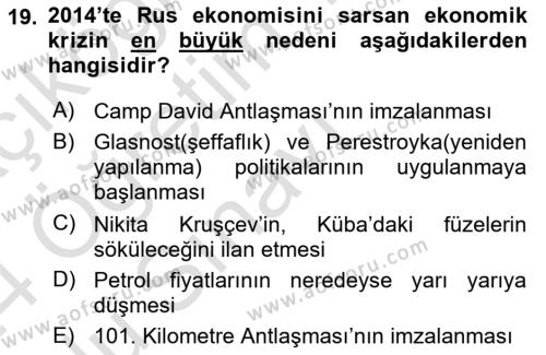 Siyasi Tarih Dersi 2023 - 2024 Yılı Yaz Okulu Sınavı 19. Soru