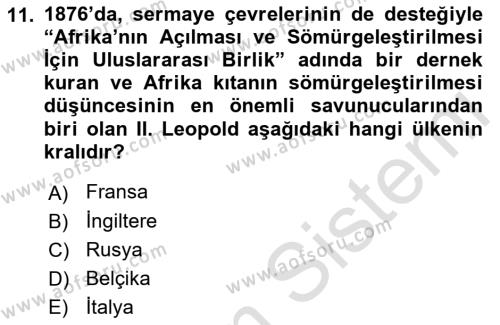 Siyasi Tarih 1 Dersi 2022 - 2023 Yılı (Final) Dönem Sonu Sınavı 11. Soru