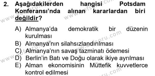 Siyasi Tarih 2 Dersi 2012 - 2013 Yılı (Final) Dönem Sonu Sınavı 2. Soru