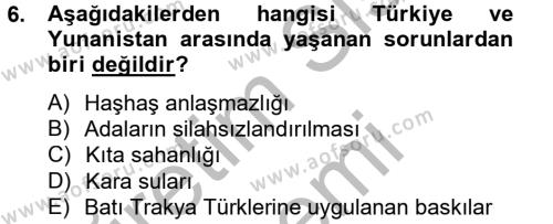 Siyasi Tarih 2 Dersi 2012 - 2013 Yılı (Final) Dönem Sonu Sınavı 6. Soru