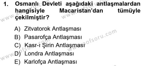Atatürk İlkeleri Ve İnkılap Tarihi 1 Dersi 2012 - 2013 Yılı (Vize) Ara Sınavı 1. Soru