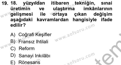 Atatürk İlkeleri Ve İnkılap Tarihi 1 Dersi 2012 - 2013 Yılı (Vize) Ara Sınavı 19. Soru