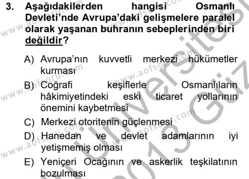 Atatürk İlkeleri Ve İnkılap Tarihi 1 Dersi 2012 - 2013 Yılı (Vize) Ara Sınavı 3. Soru