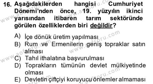 Atatürk İlkeleri Ve İnkılap Tarihi 1 Dersi 2012 - 2013 Yılı (Final) Dönem Sonu Sınavı 16. Soru