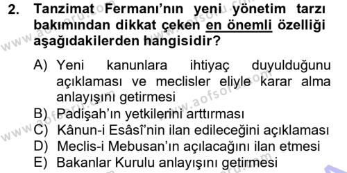 Atatürk İlkeleri Ve İnkılap Tarihi 1 Dersi 2012 - 2013 Yılı (Final) Dönem Sonu Sınavı 2. Soru
