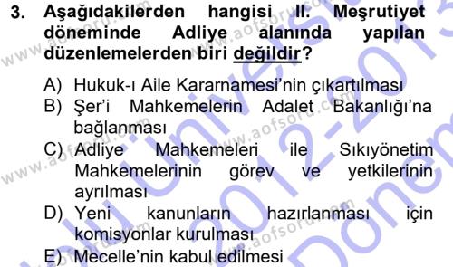 Atatürk İlkeleri Ve İnkılap Tarihi 1 Dersi 2012 - 2013 Yılı (Final) Dönem Sonu Sınavı 3. Soru