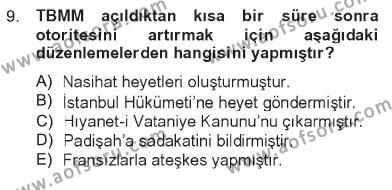 Atatürk İlkeleri Ve İnkılap Tarihi 1 Dersi 2012 - 2013 Yılı Tek Ders Sınavı 9. Soru