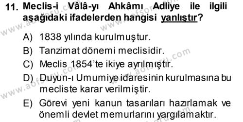 Atatürk İlkeleri Ve İnkılap Tarihi 1 Dersi 2013 - 2014 Yılı (Vize) Ara Sınavı 11. Soru