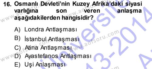 Atatürk İlkeleri Ve İnkılap Tarihi 1 Dersi 2013 - 2014 Yılı (Vize) Ara Sınavı 16. Soru