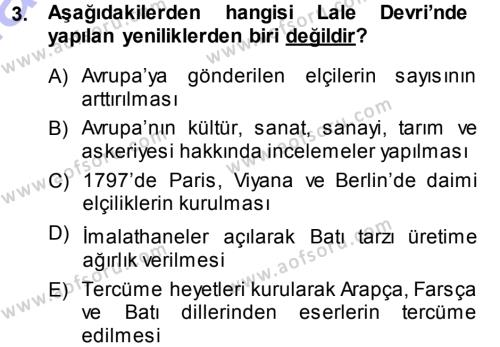 Atatürk İlkeleri Ve İnkılap Tarihi 1 Dersi 2013 - 2014 Yılı (Vize) Ara Sınavı 3. Soru