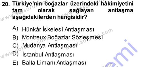 Atatürk İlkeleri Ve İnkılap Tarihi 1 Dersi 2013 - 2014 Yılı (Final) Dönem Sonu Sınavı 20. Soru