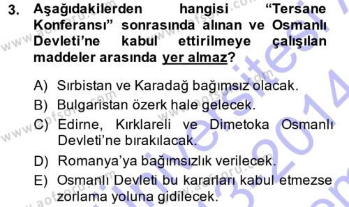 Atatürk İlkeleri Ve İnkılap Tarihi 1 Dersi 2013 - 2014 Yılı (Final) Dönem Sonu Sınavı 3. Soru