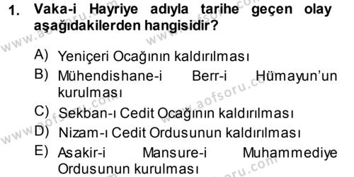 Atatürk İlkeleri Ve İnkılap Tarihi 1 Dersi 2013 - 2014 Yılı Tek Ders Sınavı 1. Soru
