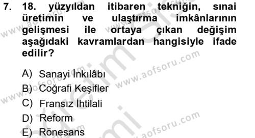 Atatürk İlkeleri Ve İnkılap Tarihi 1 Dersi 2013 - 2014 Yılı Tek Ders Sınavı 7. Soru