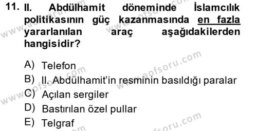 Atatürk İlkeleri Ve İnkılap Tarihi 1 Dersi 2014 - 2015 Yılı (Vize) Ara Sınavı 11. Soru
