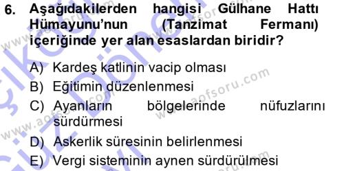 Atatürk İlkeleri Ve İnkılap Tarihi 1 Dersi 2014 - 2015 Yılı (Vize) Ara Sınavı 6. Soru