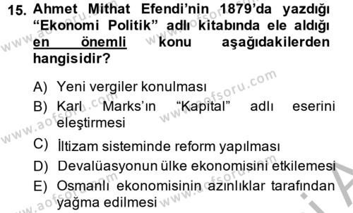 Atatürk İlkeleri Ve İnkılap Tarihi 1 Dersi 2014 - 2015 Yılı (Final) Dönem Sonu Sınavı 15. Soru
