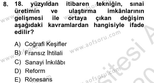 Atatürk İlkeleri Ve İnkılap Tarihi 1 Dersi 2014 - 2015 Yılı Tek Ders Sınavı 8. Soru