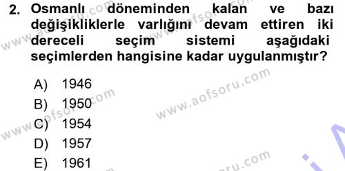 Atatürk İlkeleri Ve İnkılap Tarihi 1 Dersi 2015 - 2016 Yılı (Final) Dönem Sonu Sınavı 2. Soru
