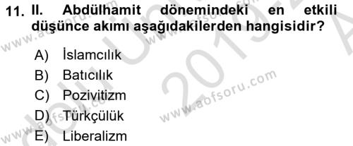 Atatürk İlkeleri Ve İnkılap Tarihi 1 Dersi 2019 - 2020 Yılı (Vize) Ara Sınavı 11. Soru