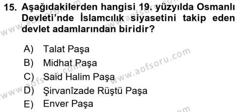 Atatürk İlkeleri Ve İnkılap Tarihi 1 Dersi 2019 - 2020 Yılı (Final) Dönem Sonu Sınavı 15. Soru