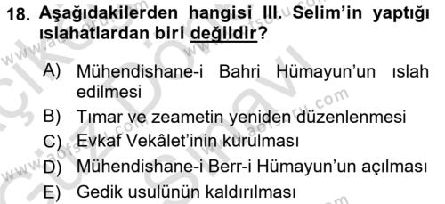 Atatürk İlkeleri Ve İnkılap Tarihi 1 Dersi 2019 - 2020 Yılı (Final) Dönem Sonu Sınavı 18. Soru