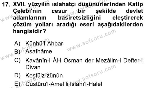 Atatürk İlkeleri Ve İnkılap Tarihi 1 Dersi 2021 - 2022 Yılı (Vize) Ara Sınavı 17. Soru