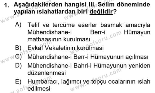 Atatürk İlkeleri Ve İnkılap Tarihi 1 Dersi 2022 - 2023 Yılı (Vize) Ara Sınavı 1. Soru