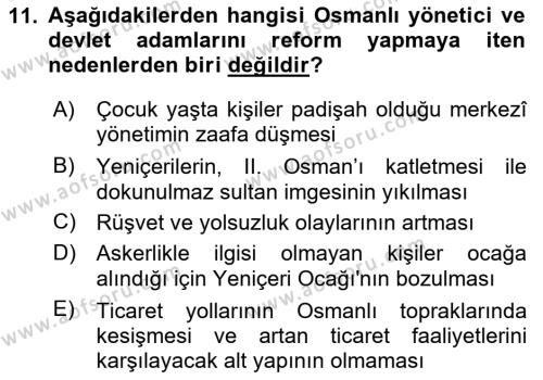 Atatürk İlkeleri Ve İnkılap Tarihi 1 Dersi 2024 - 2025 Yılı (Vize) Ara Sınavı 11. Soru