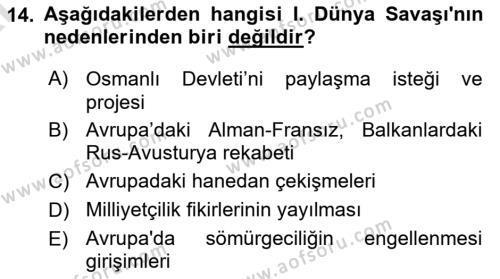 Atatürk İlkeleri Ve İnkılap Tarihi 1 Dersi 2024 - 2025 Yılı (Vize) Ara Sınavı 14. Soru