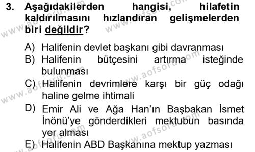 Atatürk İlkeleri Ve İnkılap Tarihi 2 Dersi 2012 - 2013 Yılı (Final) Dönem Sonu Sınavı 3. Soru