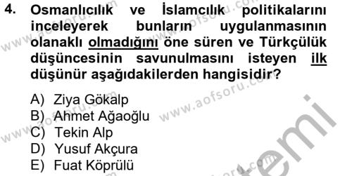 Atatürk İlkeleri Ve İnkılap Tarihi 2 Dersi 2012 - 2013 Yılı (Final) Dönem Sonu Sınavı 4. Soru