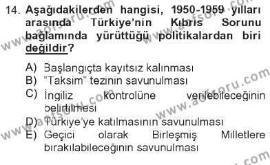 Atatürk İlkeleri Ve İnkılap Tarihi 2 Dersi 2012 - 2013 Yılı Tek Ders Sınavı 14. Soru