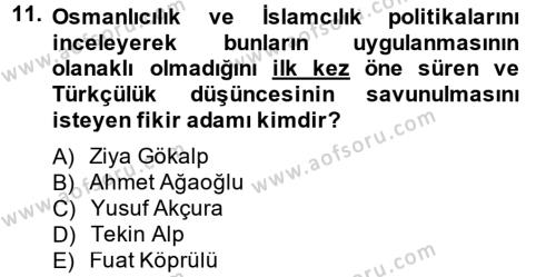 Atatürk İlkeleri Ve İnkılap Tarihi 2 Dersi 2013 - 2014 Yılı (Vize) Ara Sınavı 11. Soru