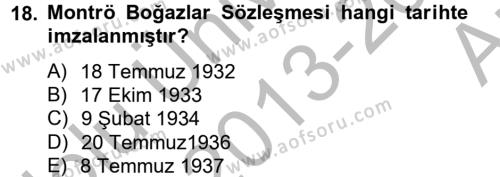 Atatürk İlkeleri Ve İnkılap Tarihi 2 Dersi 2013 - 2014 Yılı (Vize) Ara Sınavı 18. Soru