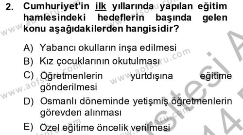 Atatürk İlkeleri Ve İnkılap Tarihi 2 Dersi 2013 - 2014 Yılı (Final) Dönem Sonu Sınavı 2. Soru