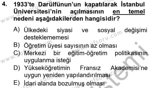 Atatürk İlkeleri Ve İnkılap Tarihi 2 Dersi 2013 - 2014 Yılı (Final) Dönem Sonu Sınavı 4. Soru