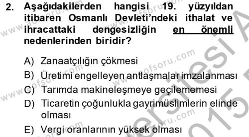 Atatürk İlkeleri Ve İnkılap Tarihi 2 Dersi 2014 - 2015 Yılı (Final) Dönem Sonu Sınavı 2. Soru