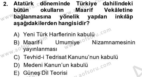 Atatürk İlkeleri Ve İnkılap Tarihi 2 Dersi 2014 - 2015 Yılı Tek Ders Sınavı 2. Soru