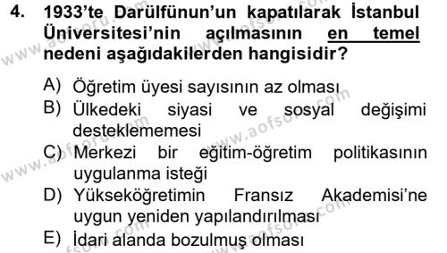 Atatürk İlkeleri Ve İnkılap Tarihi 2 Dersi 2014 - 2015 Yılı Tek Ders Sınavı 4. Soru