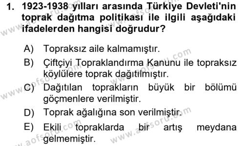 Atatürk İlkeleri Ve İnkılap Tarihi 2 Dersi 2015 - 2016 Yılı (Vize) Ara Sınavı 1. Soru