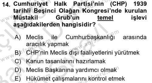 Atatürk İlkeleri Ve İnkılap Tarihi 2 Dersi 2015 - 2016 Yılı (Final) Dönem Sonu Sınavı 14. Soru